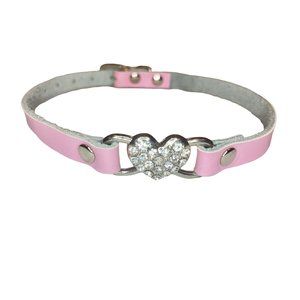 Pink Heart Sparkling Shiny Cat Collar Small